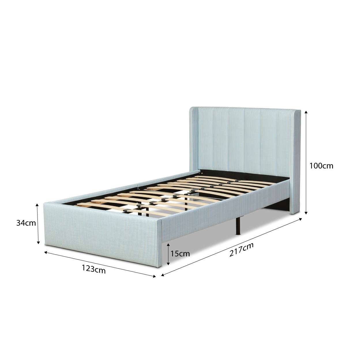 Quinn King Single Bed + Mattress Bundle - Blue Stripe