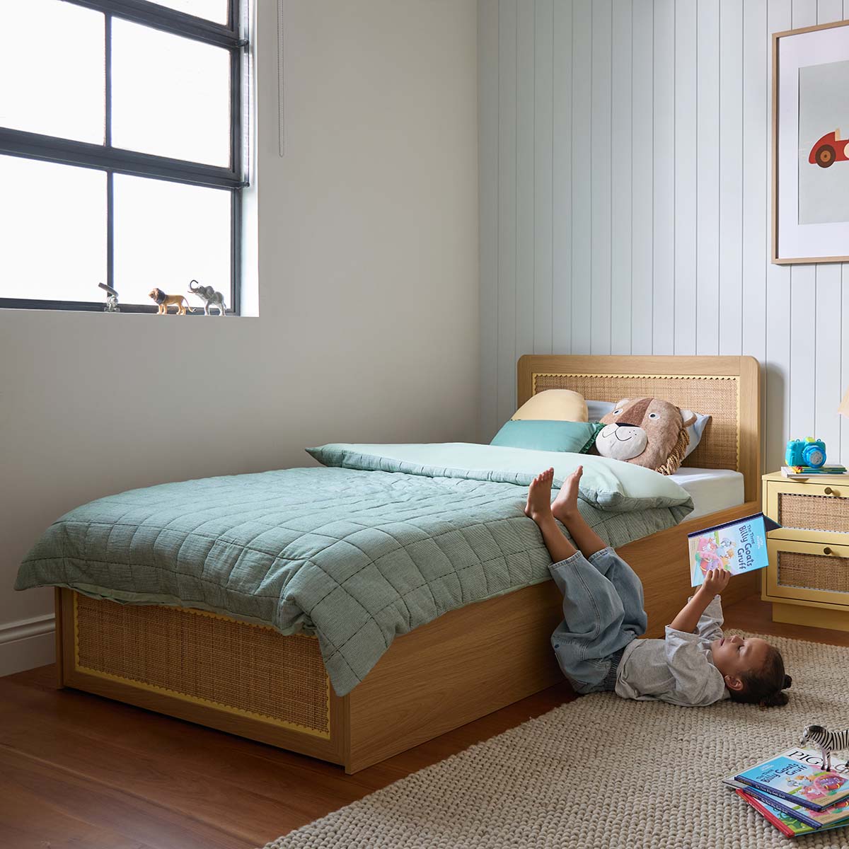 Bonnie Storage King Single Bed - Natural