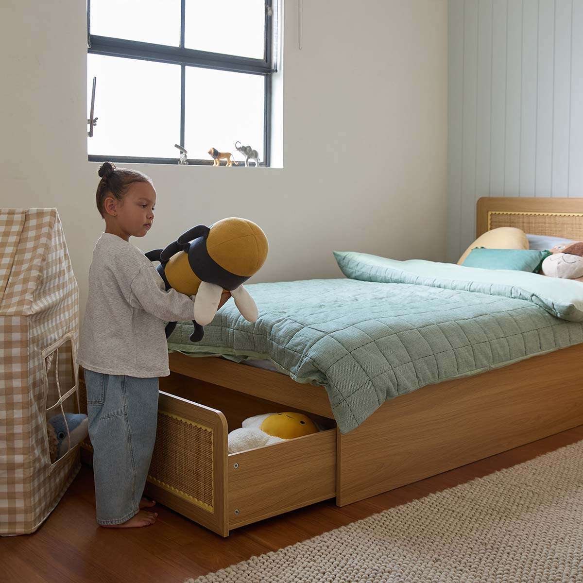 Bonnie Storage King Single Bed - Natural