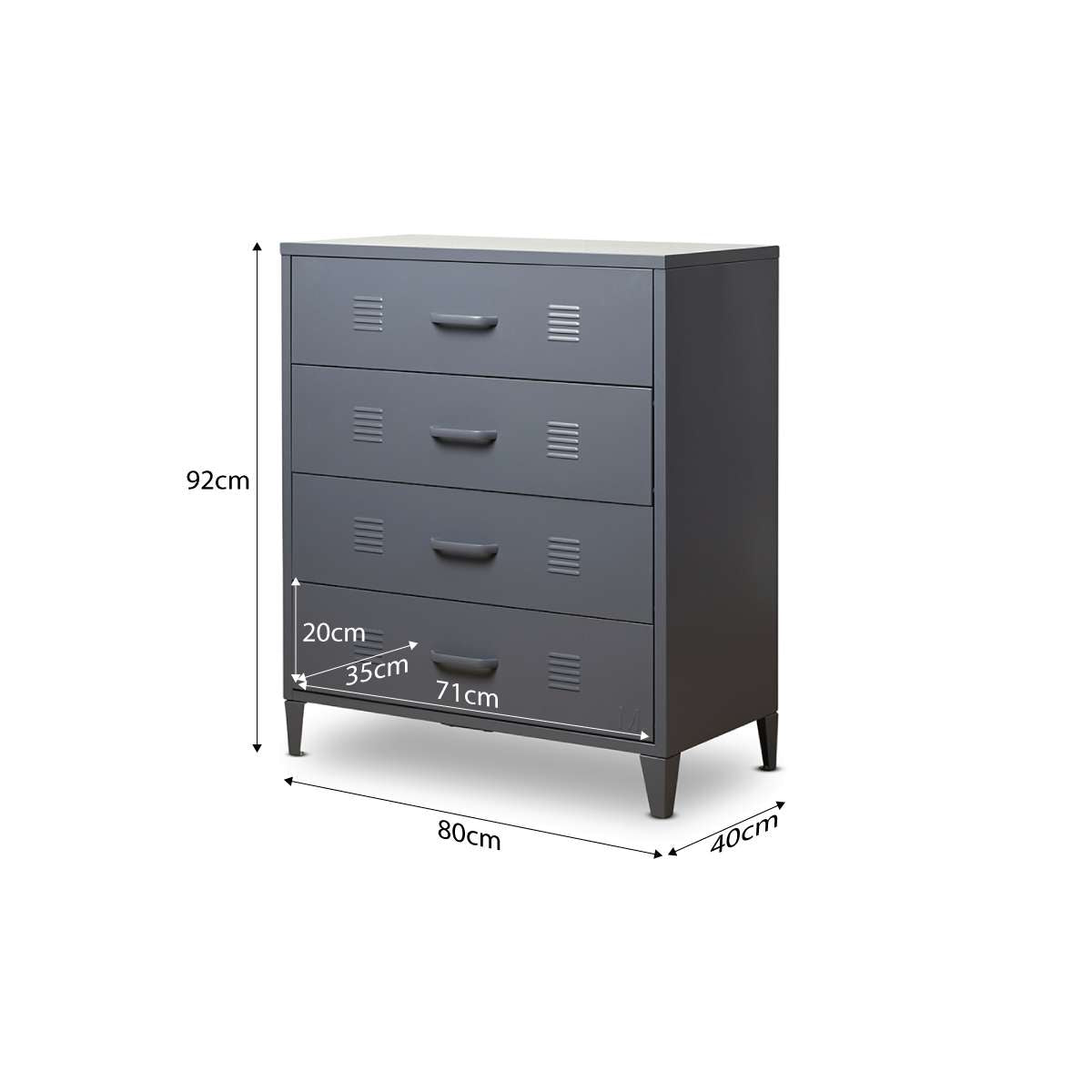 Mocka Original Four Drawer - Steele