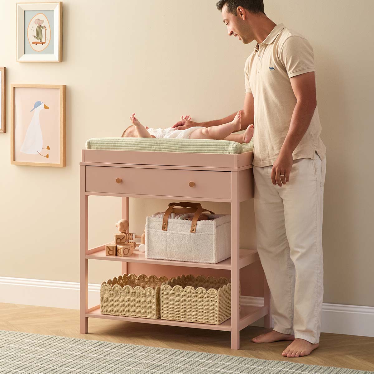Mocka Change Table With Removable Top - Pink | Mocka