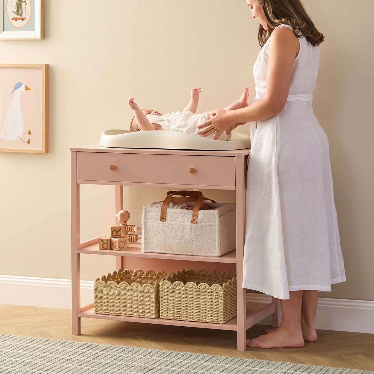 Mocka Change Table With Removable Top - Pink