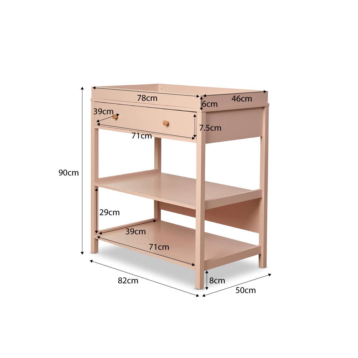 Mocka Change Table With Removable Top - Pink
