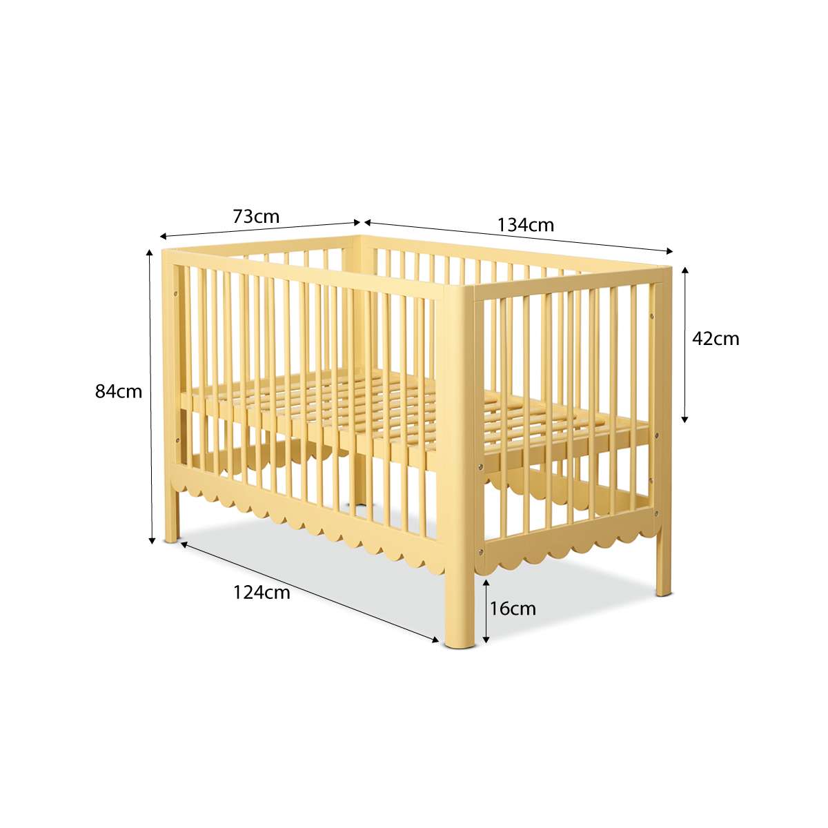 Maisie Scalloped Cot - Buttermilk