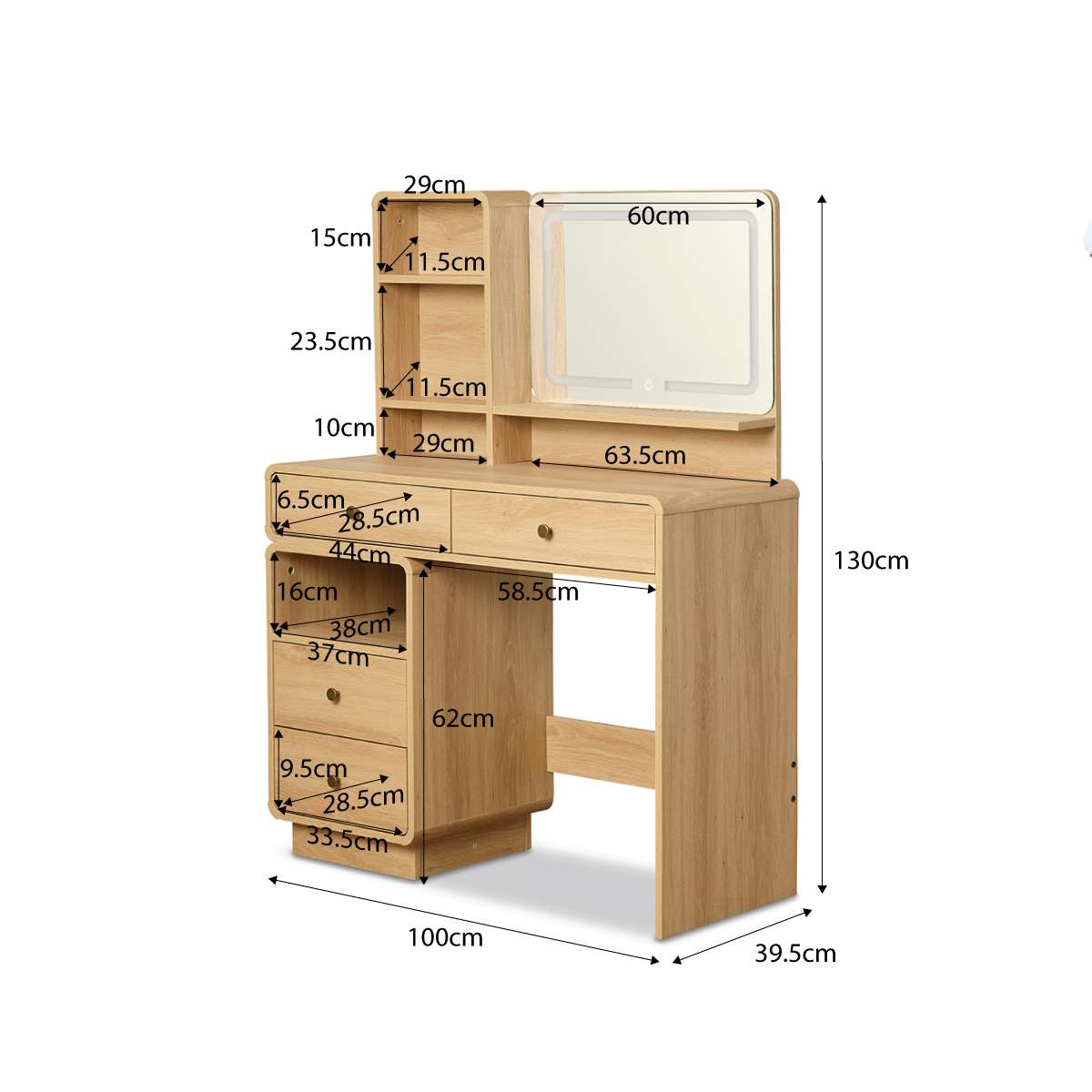 McKenna Make-Up Table - Natural