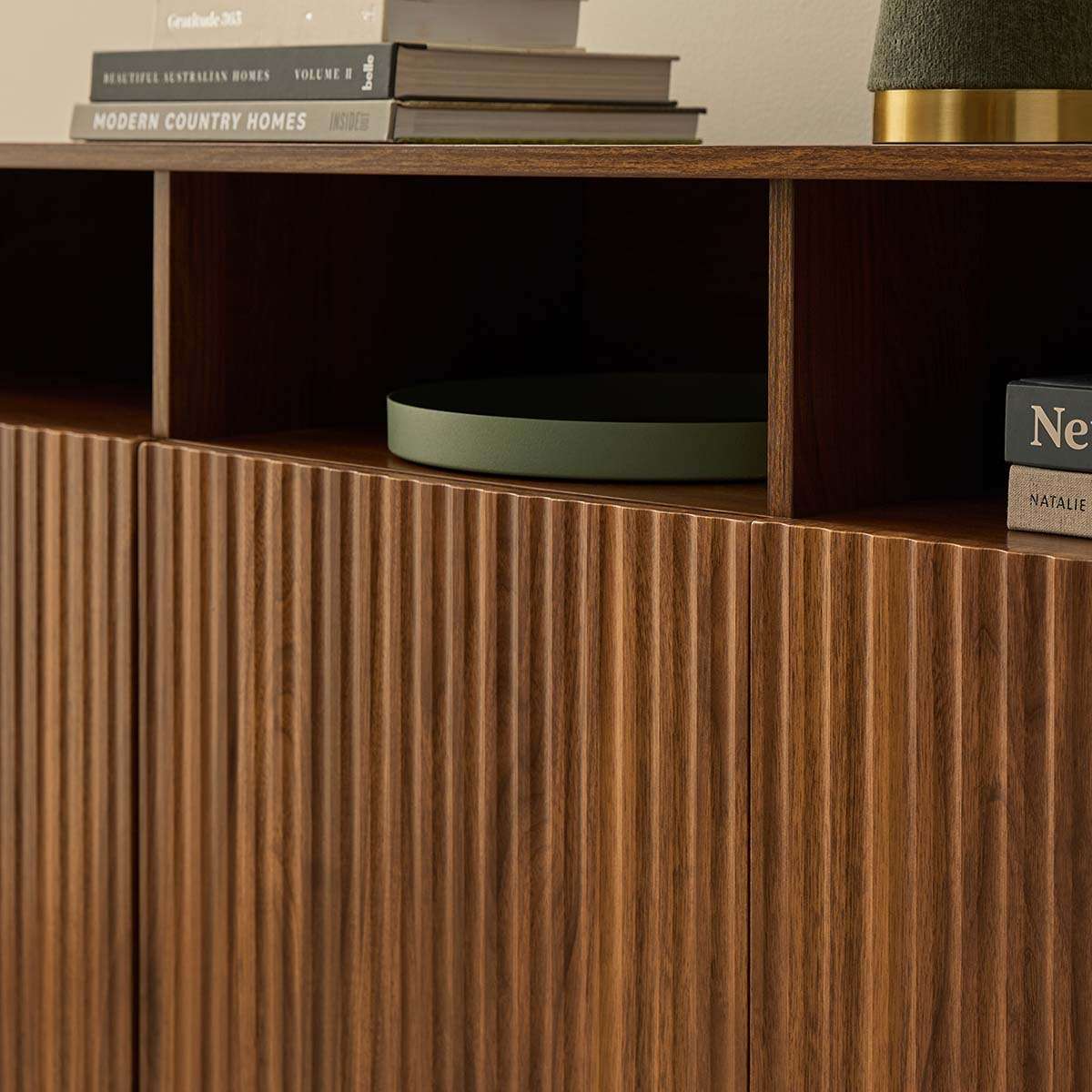 Deven Ball Feet Storage Console Table - Walnut