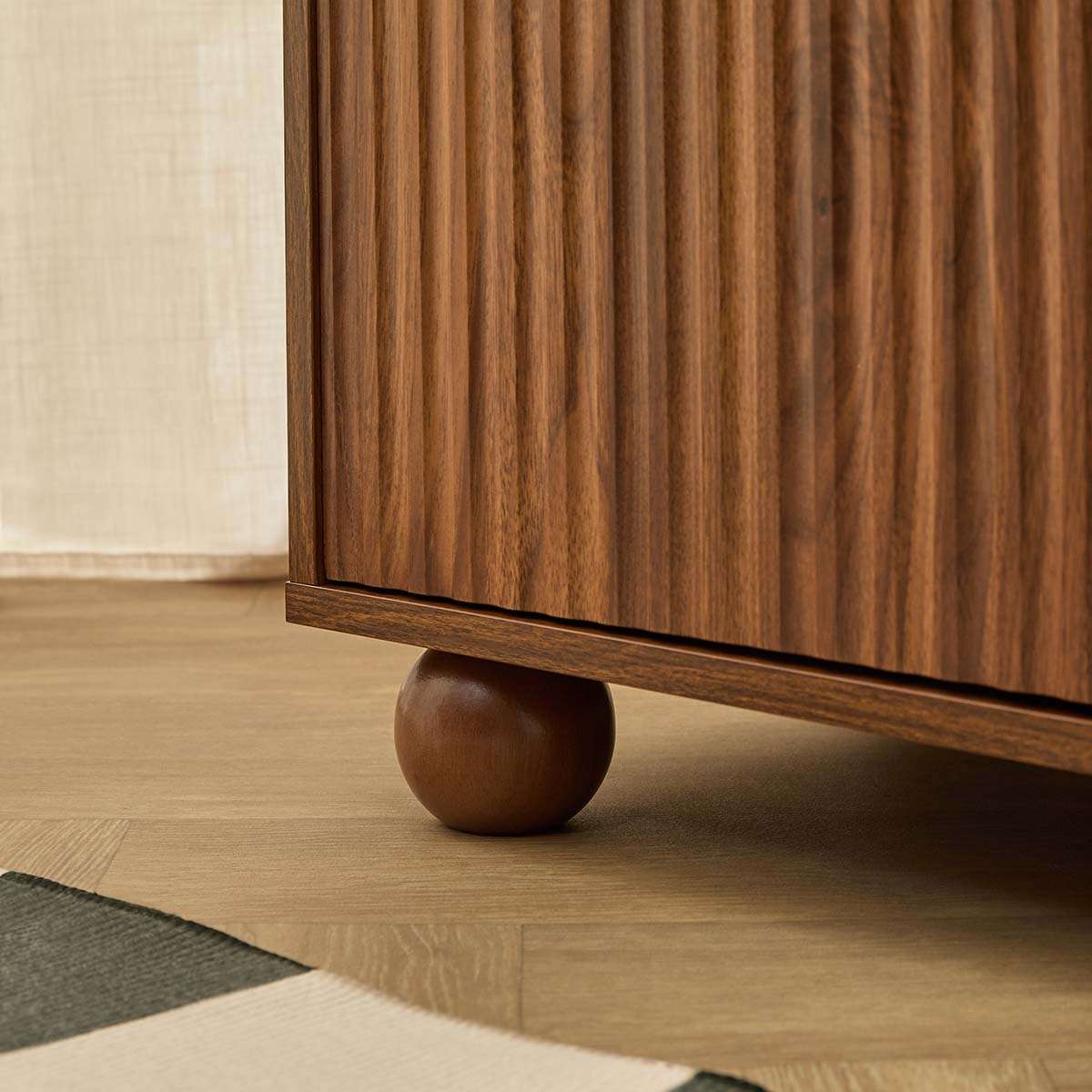 Deven Ball Feet Storage Console Table - Walnut