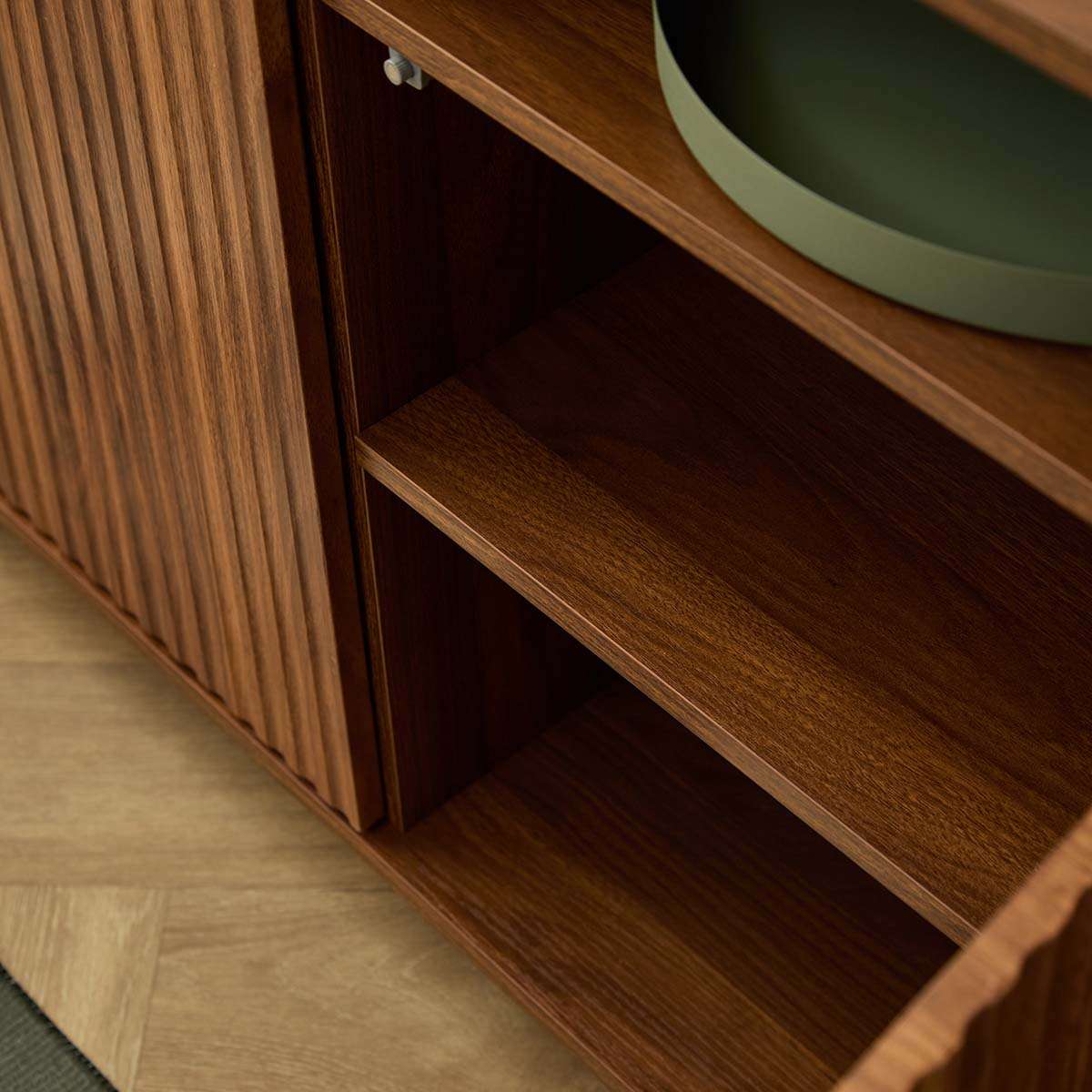 Deven Ball Feet Storage Console Table - Walnut