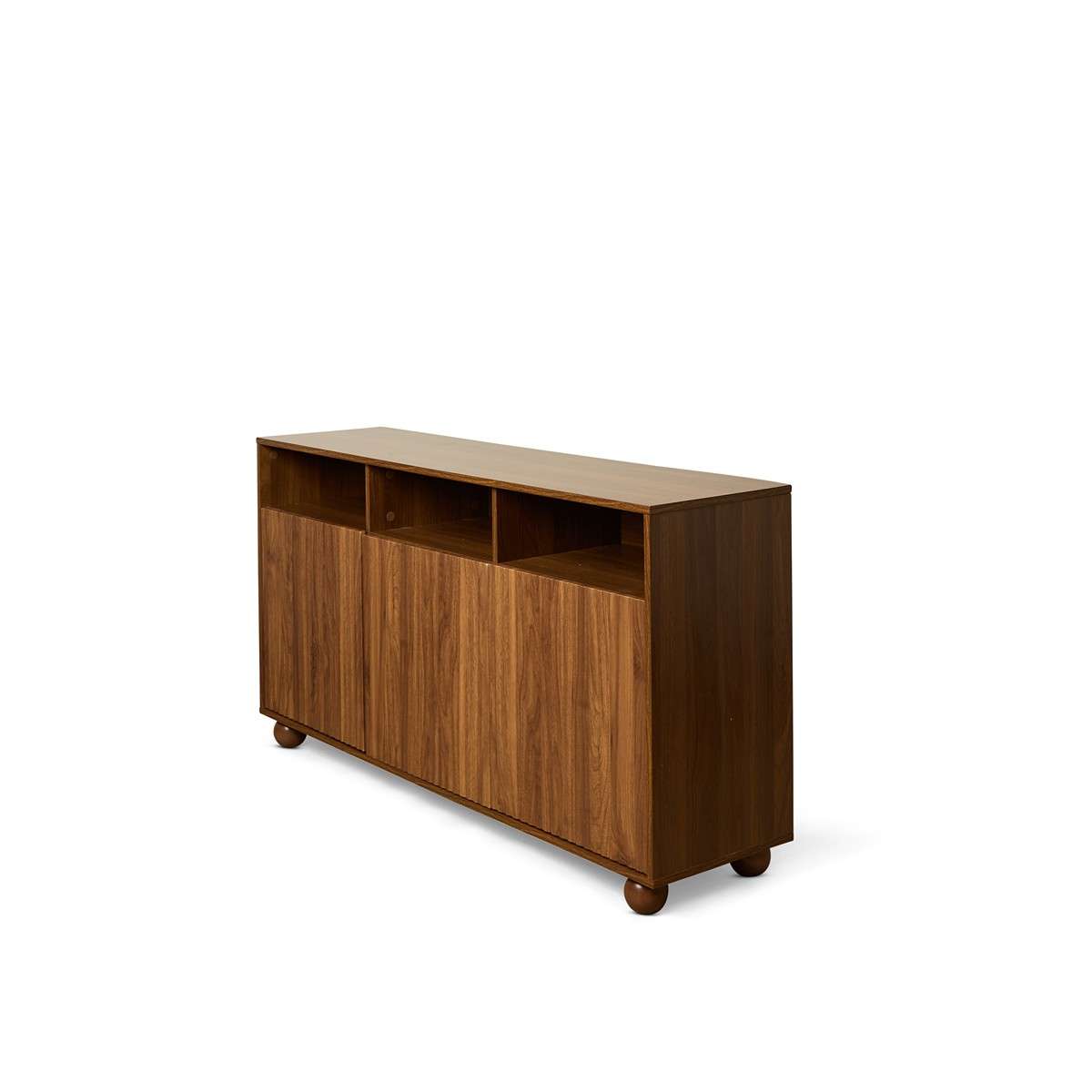 Deven Ball Feet Storage Console Table - Walnut