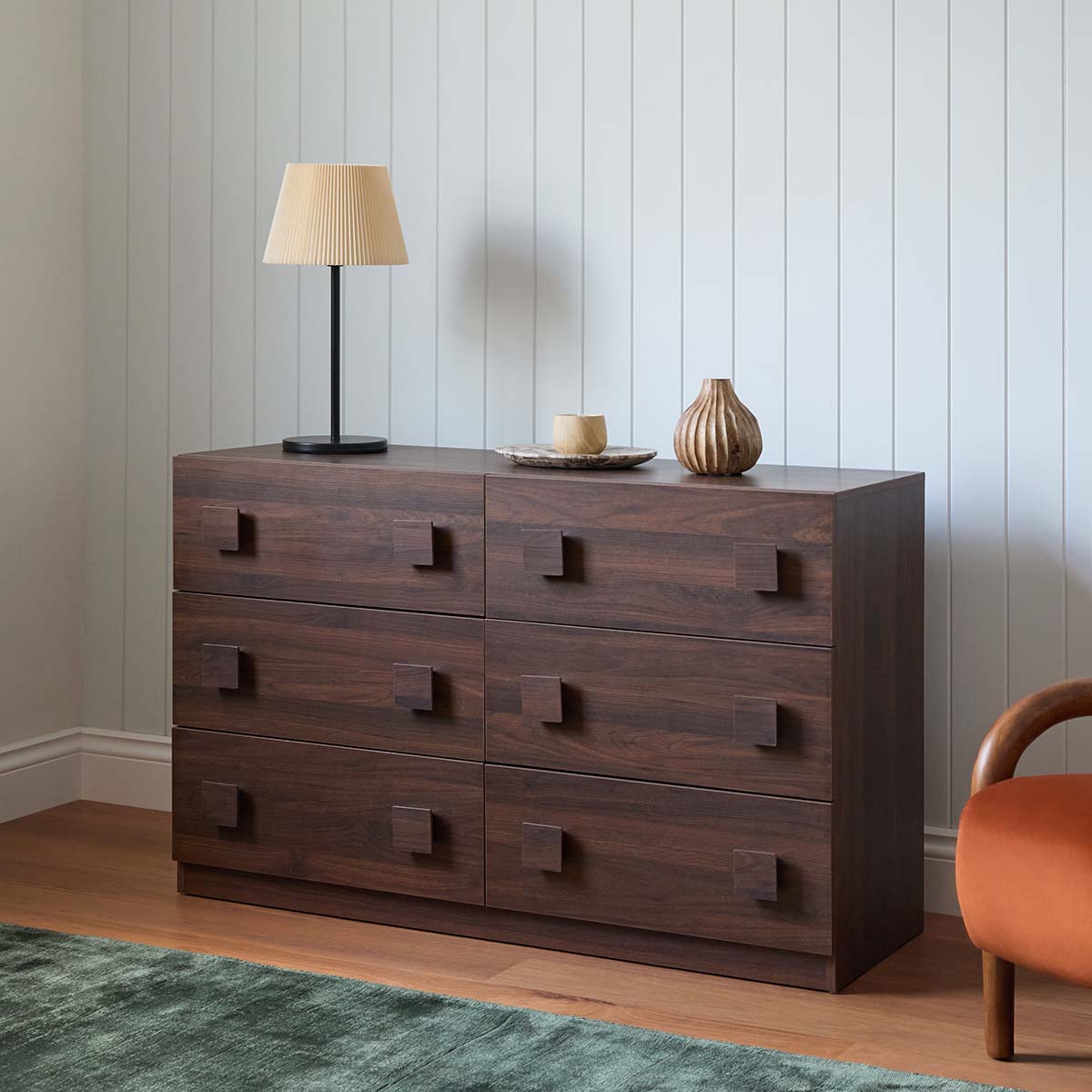 Kei Six Drawer - Walnut