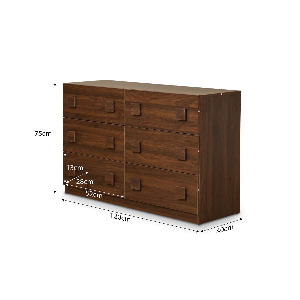 Kei Six Drawer - Walnut