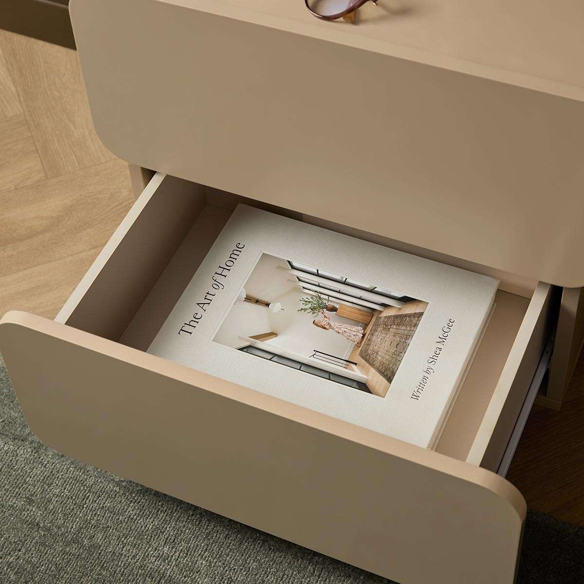 Robbie Two Drawer Bedside Table - Stone