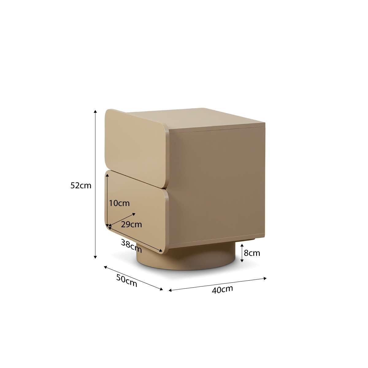 Robbie Two Drawer Bedside Table - Stone