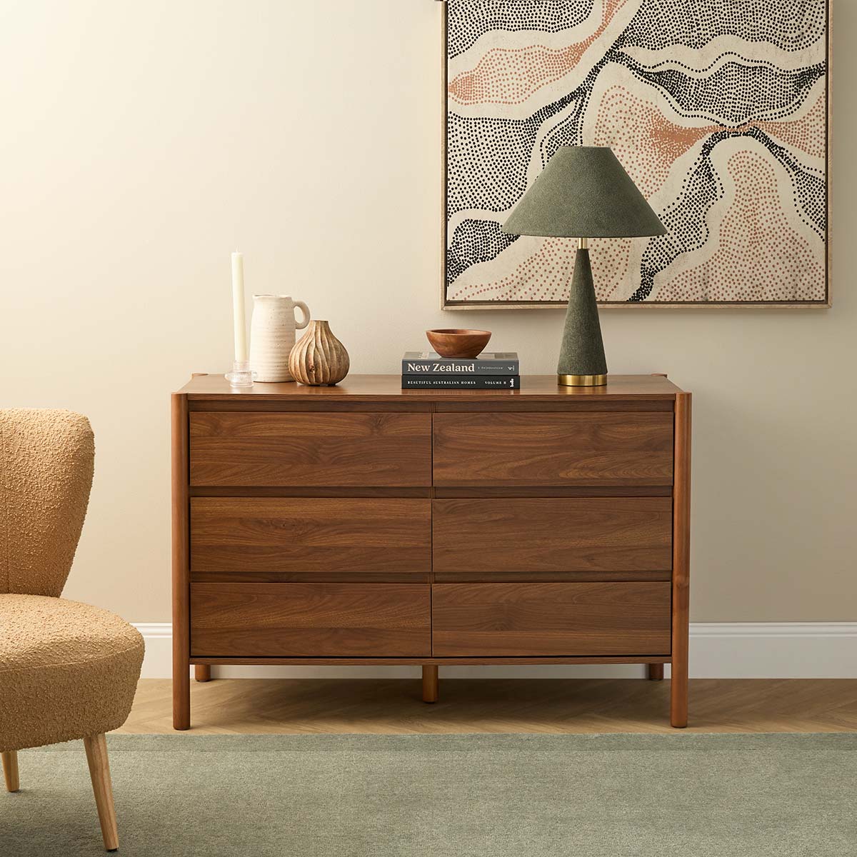 Blair Six Drawer – Walnut | Mocka