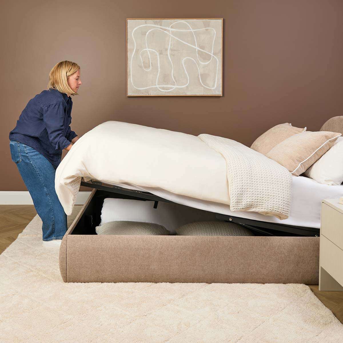 Tanner Storage Queen Bed - Beige