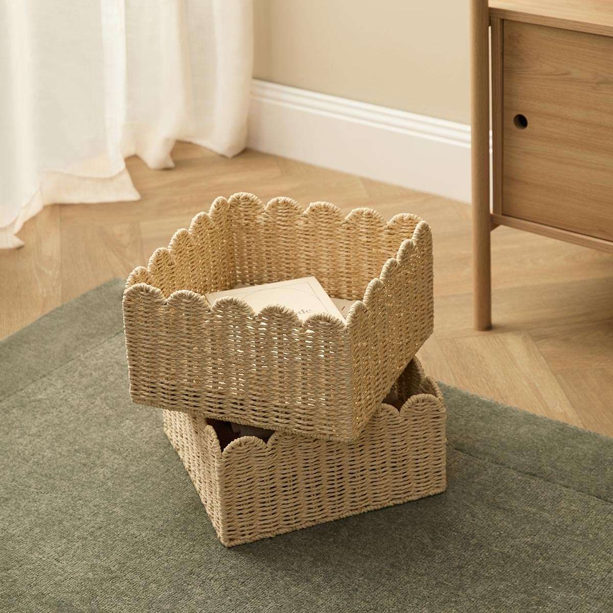 Scalloped Half Cube Baskets - Set of Two