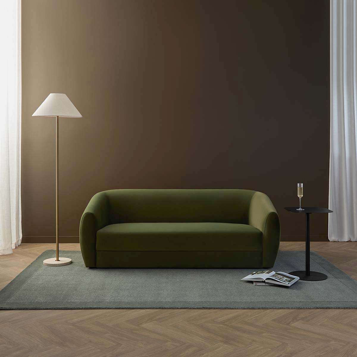 Reign 2.5 Seater Sofa - Olive Green Velvet