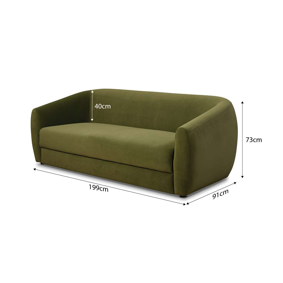 Reign 2.5 Seater Sofa - Olive Green Velvet