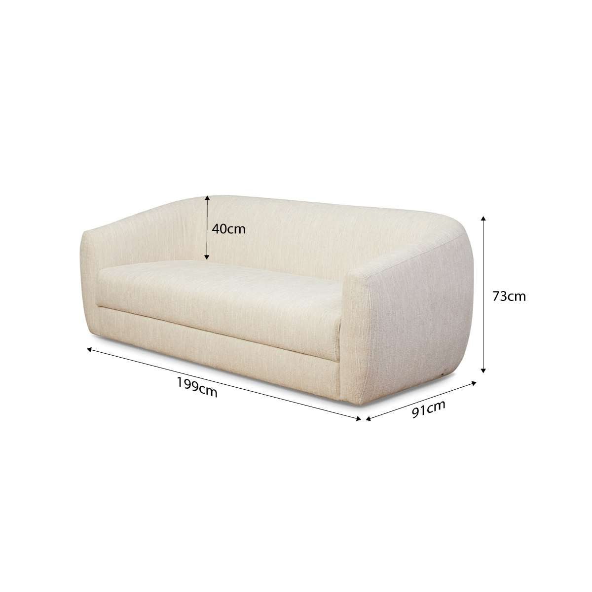 Reign 2.5 Seater Sofa - Cream