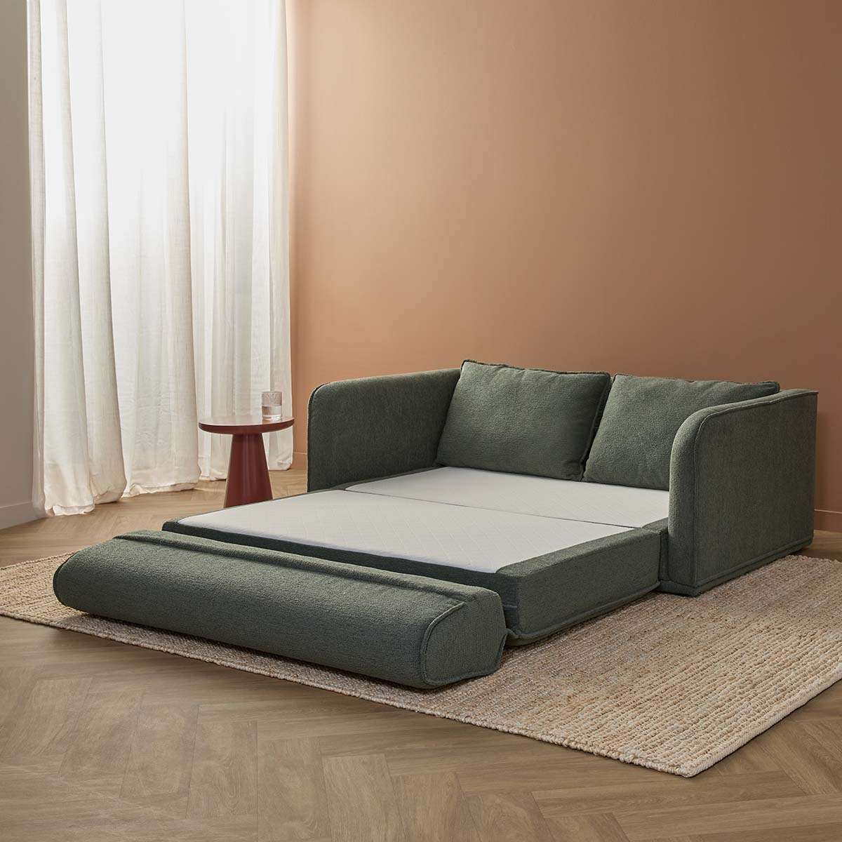 Tobie 2 Seater Sofa Bed - Dark Green