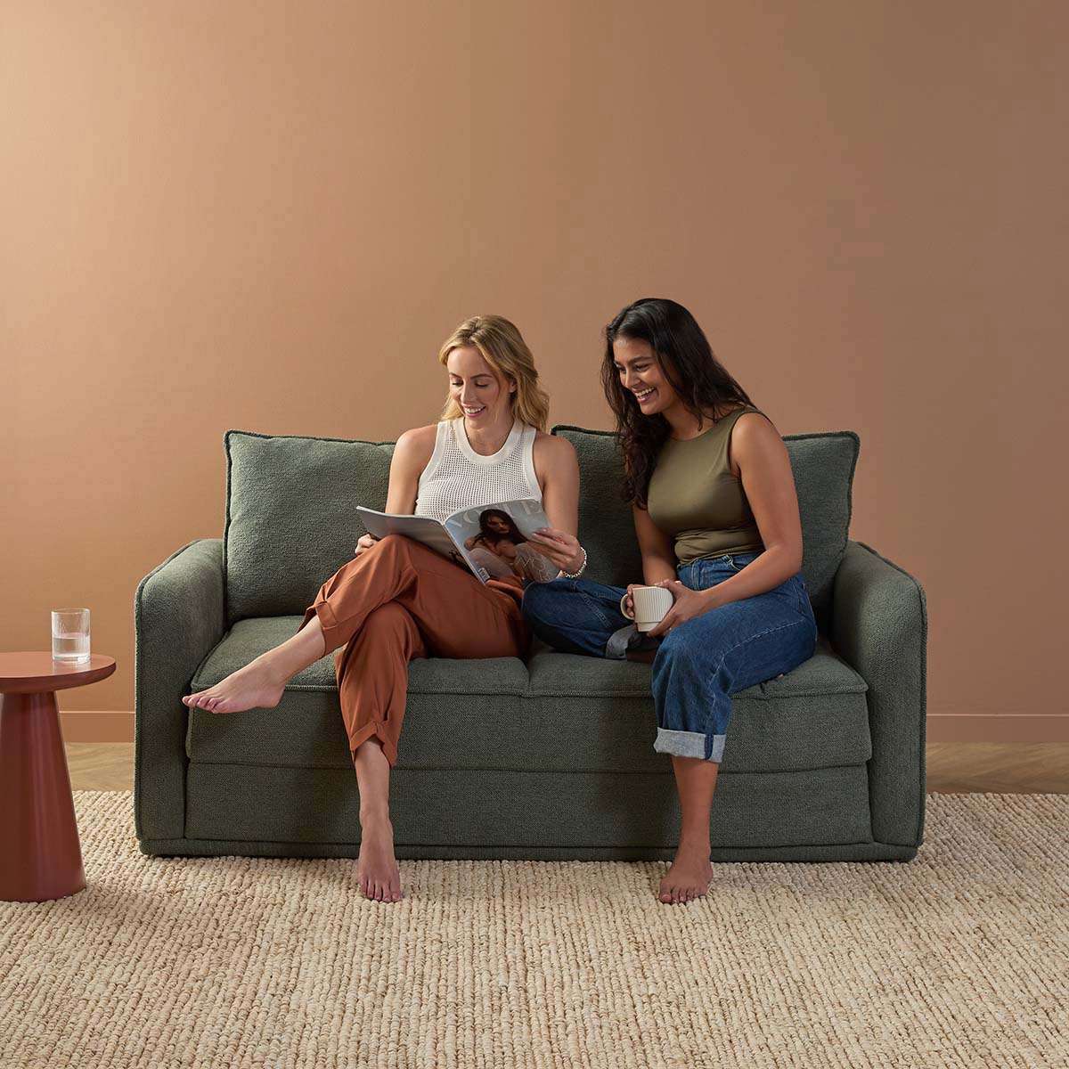 Tobie 2 Seater Sofa Bed - Dark Green