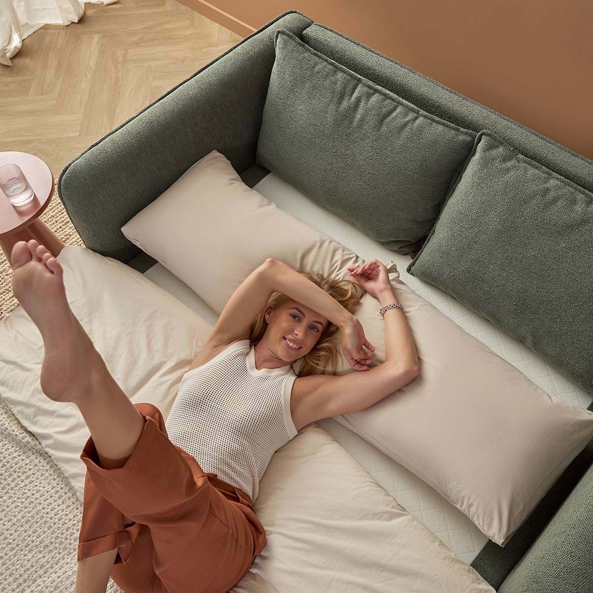 Tobie 2 Seater Sofa Bed - Dark Green