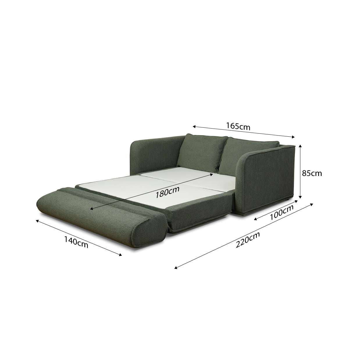 Tobie 2 Seater Sofa Bed - Dark Green
