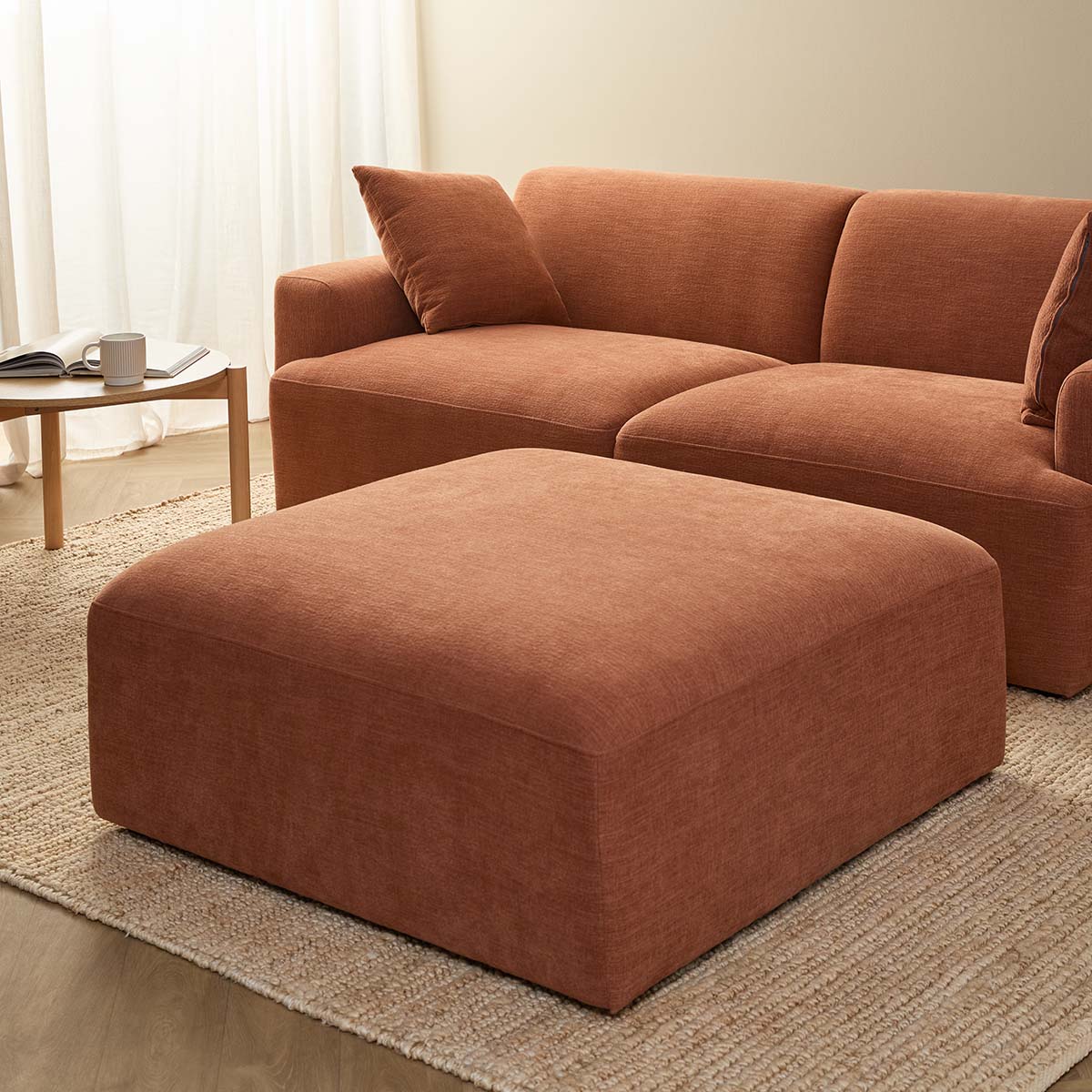 Rust Colored Ottoman Dylan Large Ottoman - Rust | Mocka