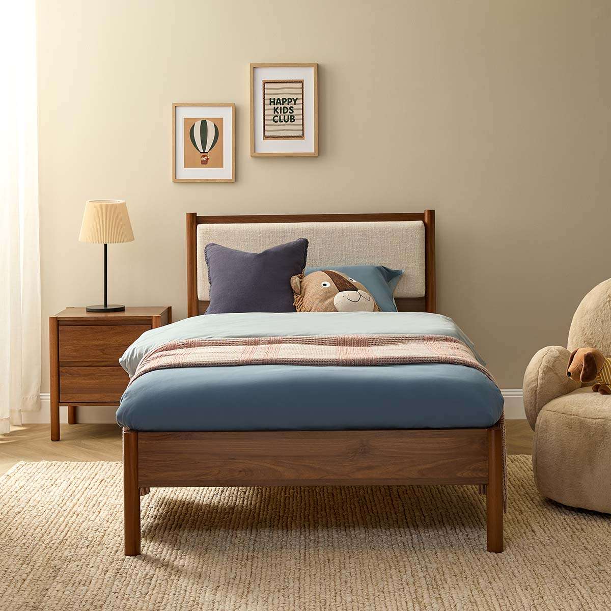 Blair King Single Bed + Mattresses Bundle - Walnut