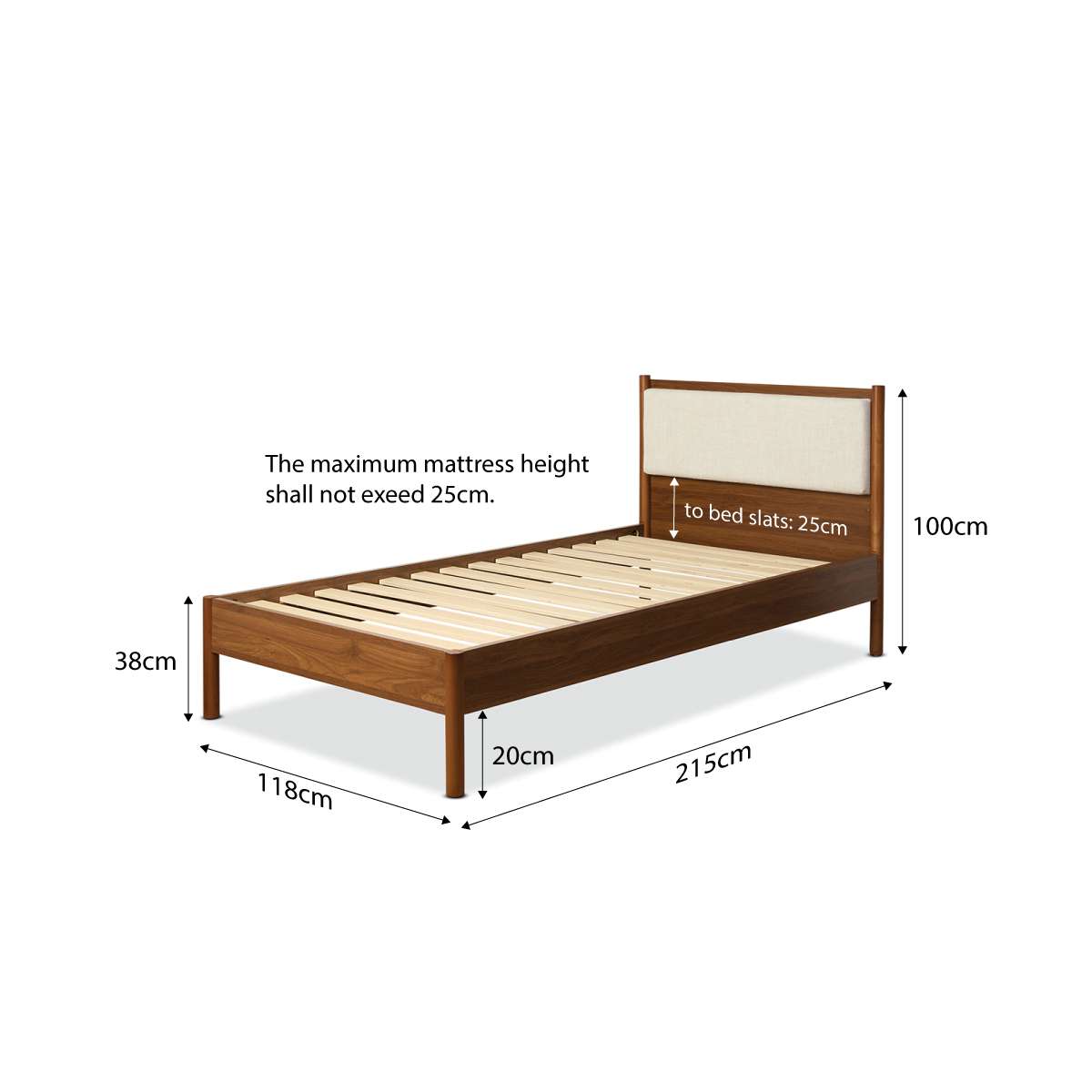 Blair King Single Bed + Mattresses Bundle - Walnut