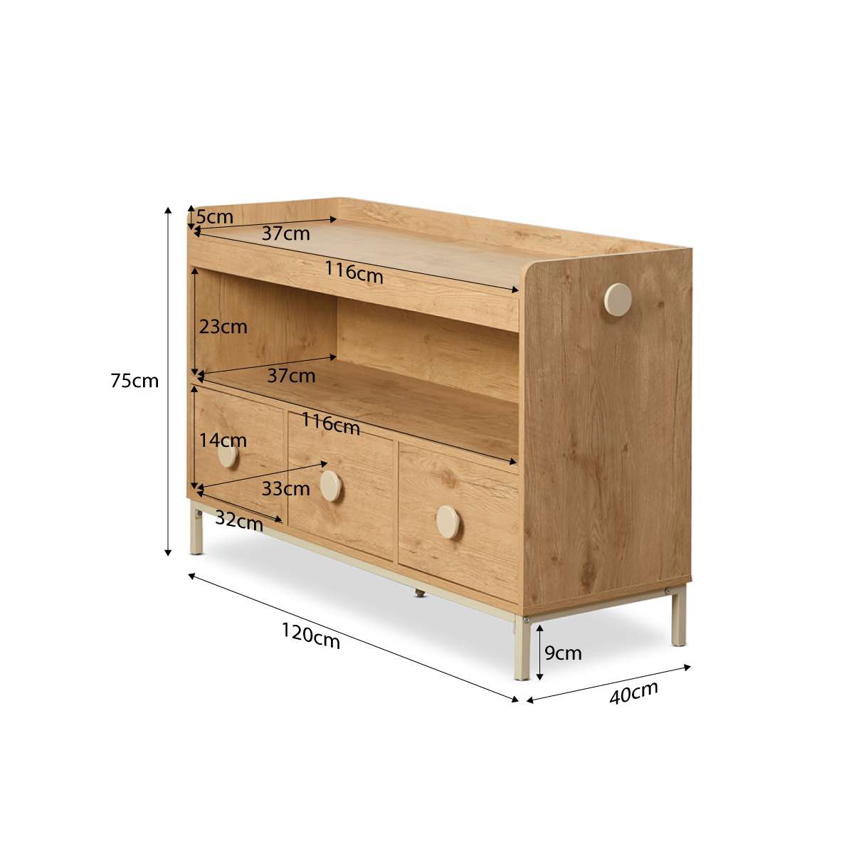 Spotty Book Storage with Toy Drawer Organiser - Cream