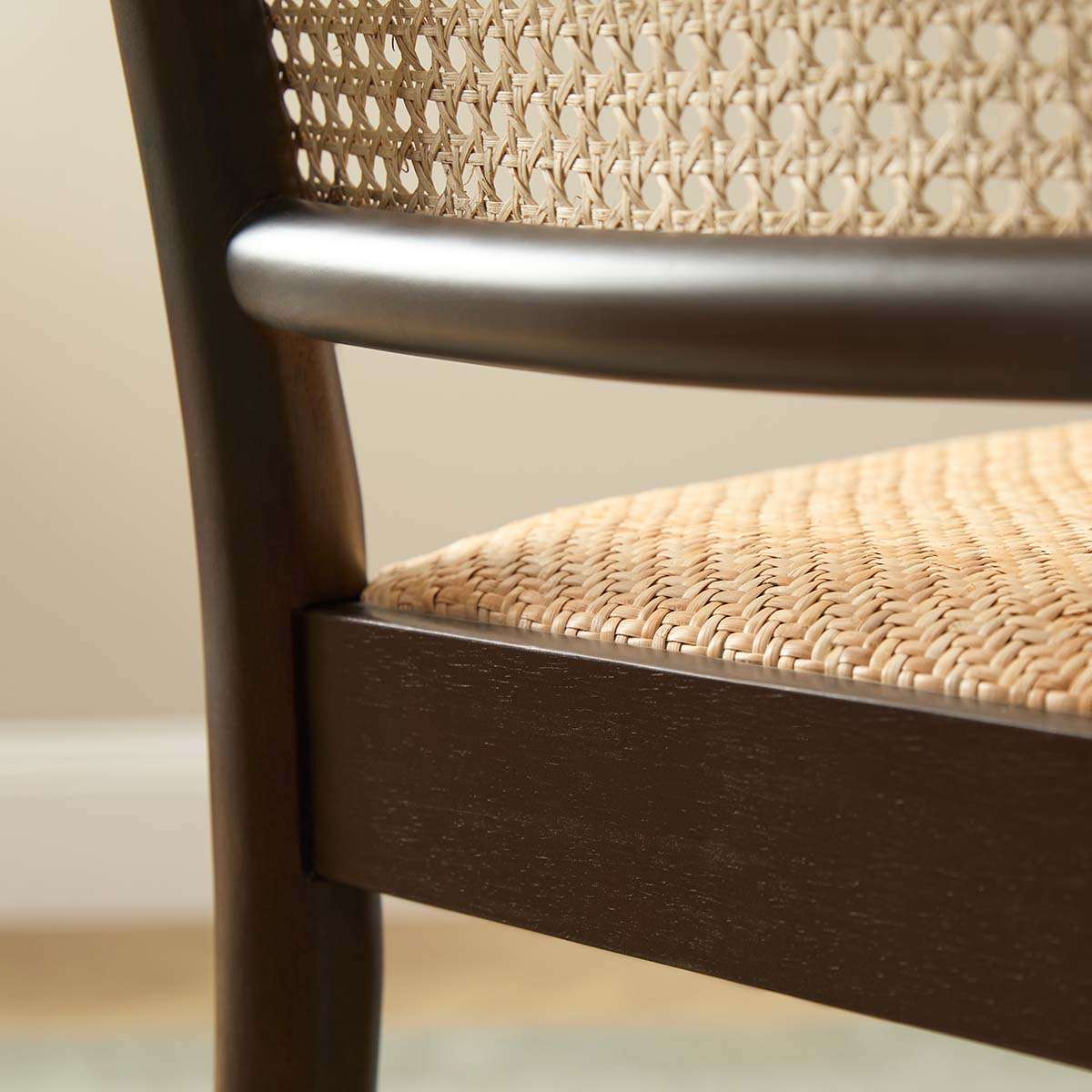 Mateo Curved Rattan Dining Chair - Set of Two - Walnut