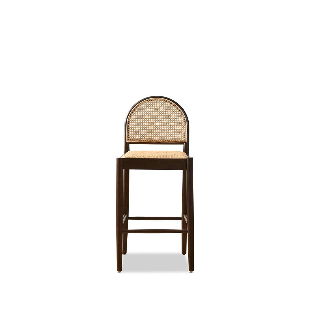 Mateo Curved Rattan Bar Stool - Walnut