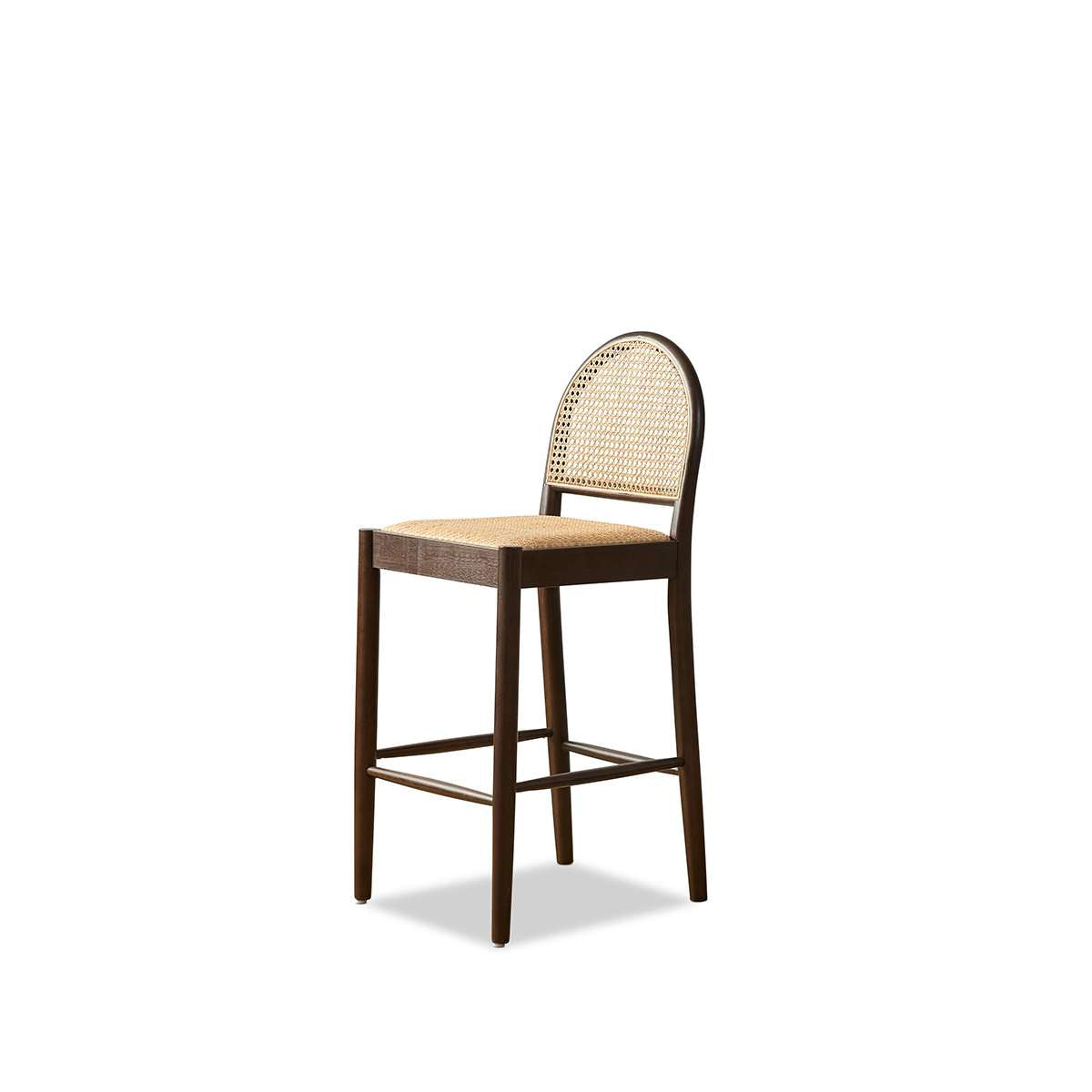 Mateo Curved Rattan Bar Stool - Walnut