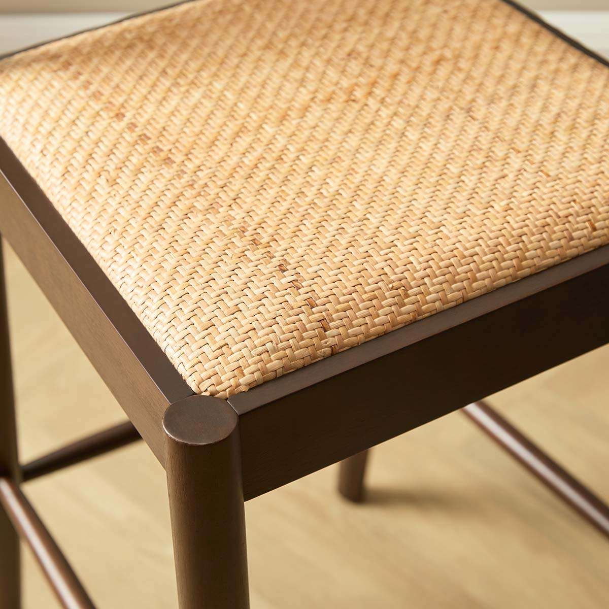 Mateo Curved Rattan Bar Stool - Walnut