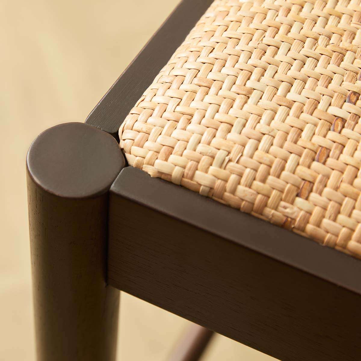 Mateo Curved Rattan Bar Stool - Walnut