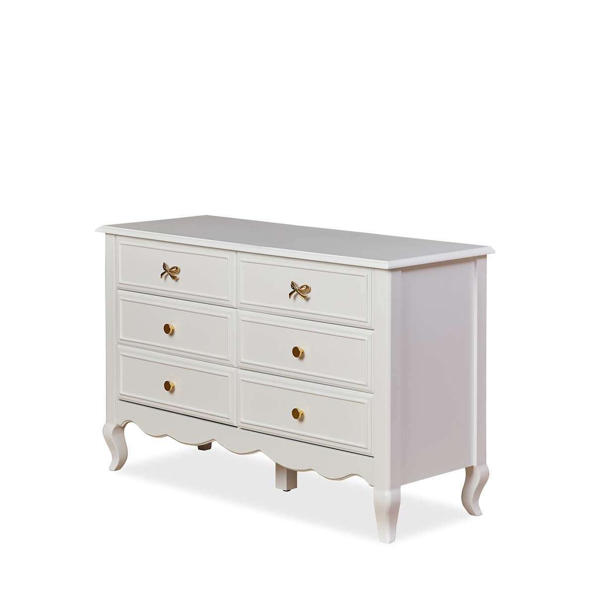 Emmeline Six Drawer with Bows - White