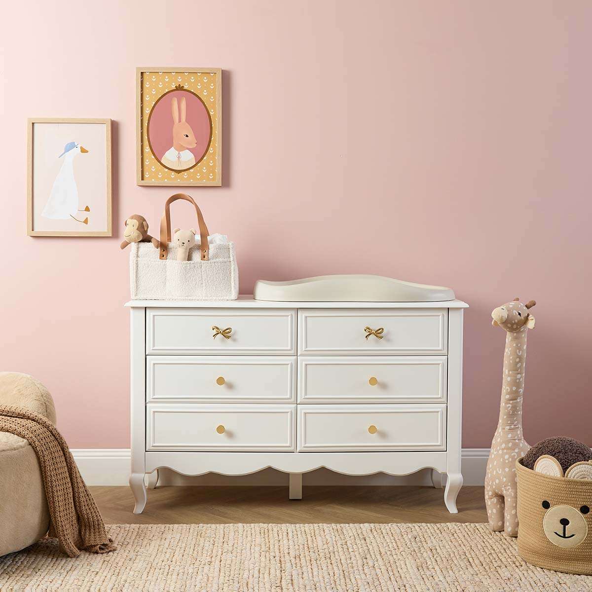 Emmeline Six Drawer with Bows - White