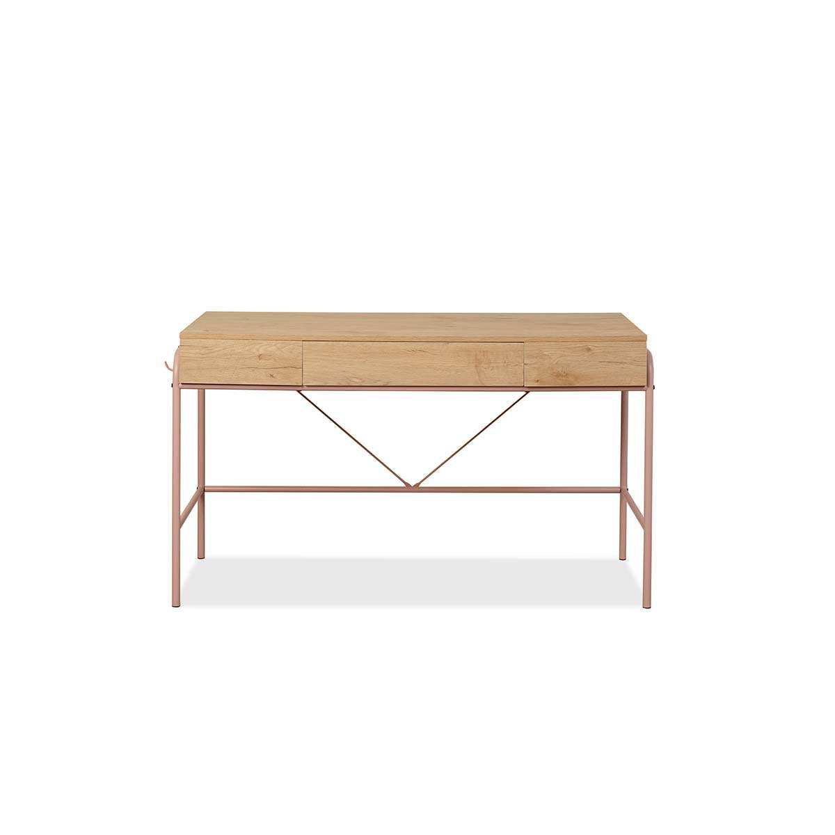 Grover Desk with Hooks - Pink/Natural