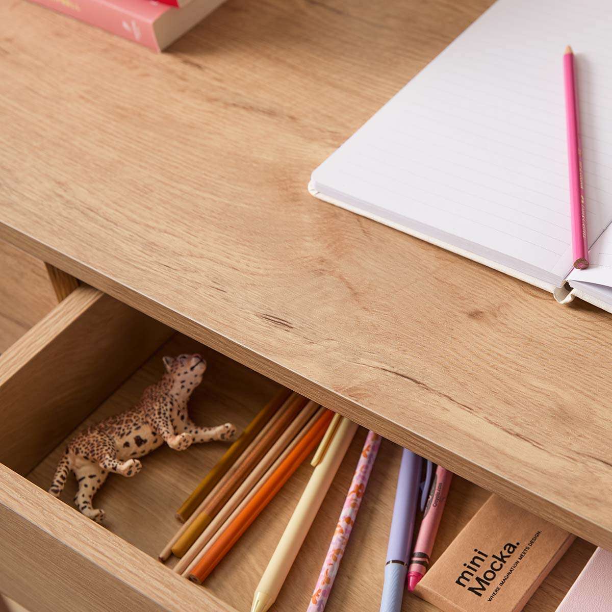 Grover Desk with Hooks - Pink/Natural
