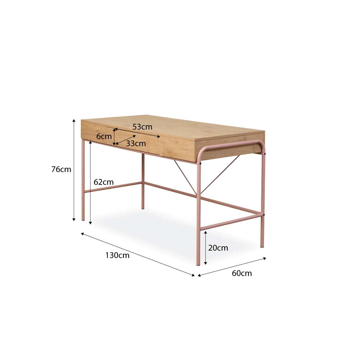 Grover Desk with Hooks - Pink/Natural