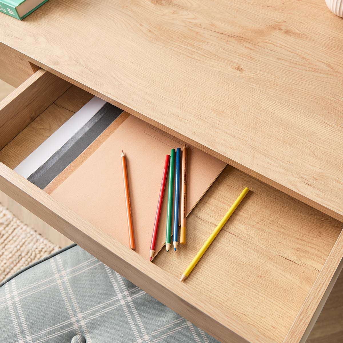 Grover Desk with Hooks - Khaki/Natural