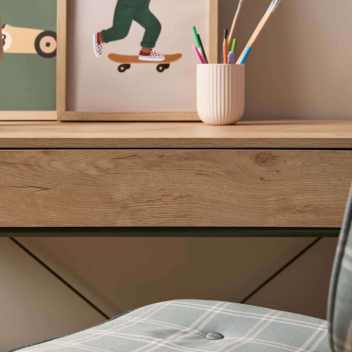Grover Desk with Hooks - Khaki/Natural