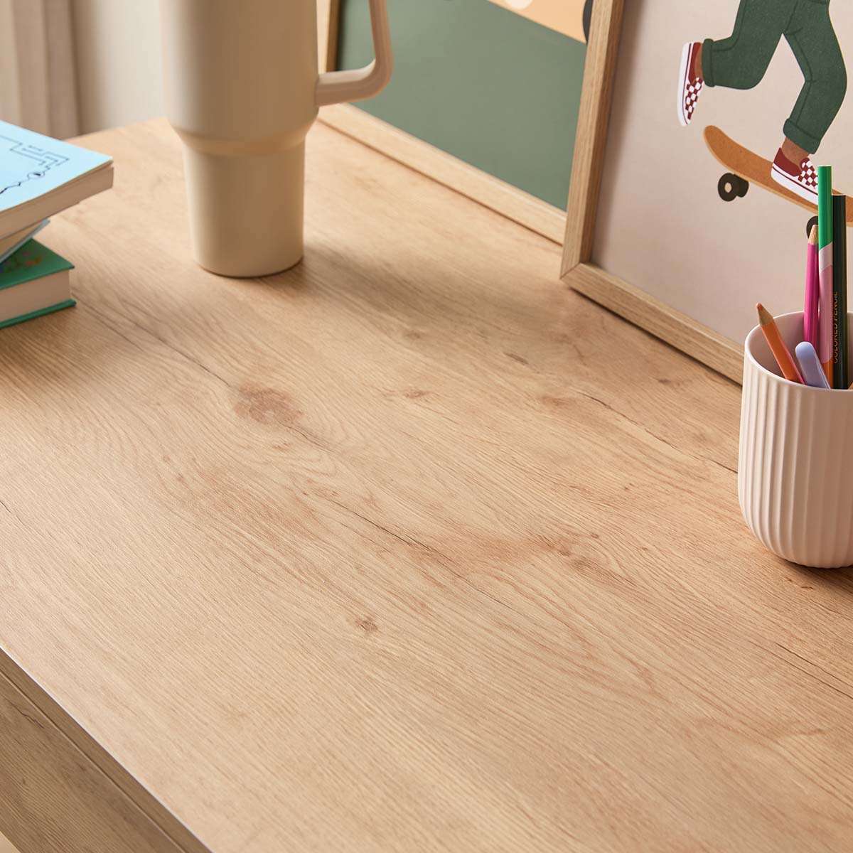 Grover Desk with Hooks - Khaki/Natural