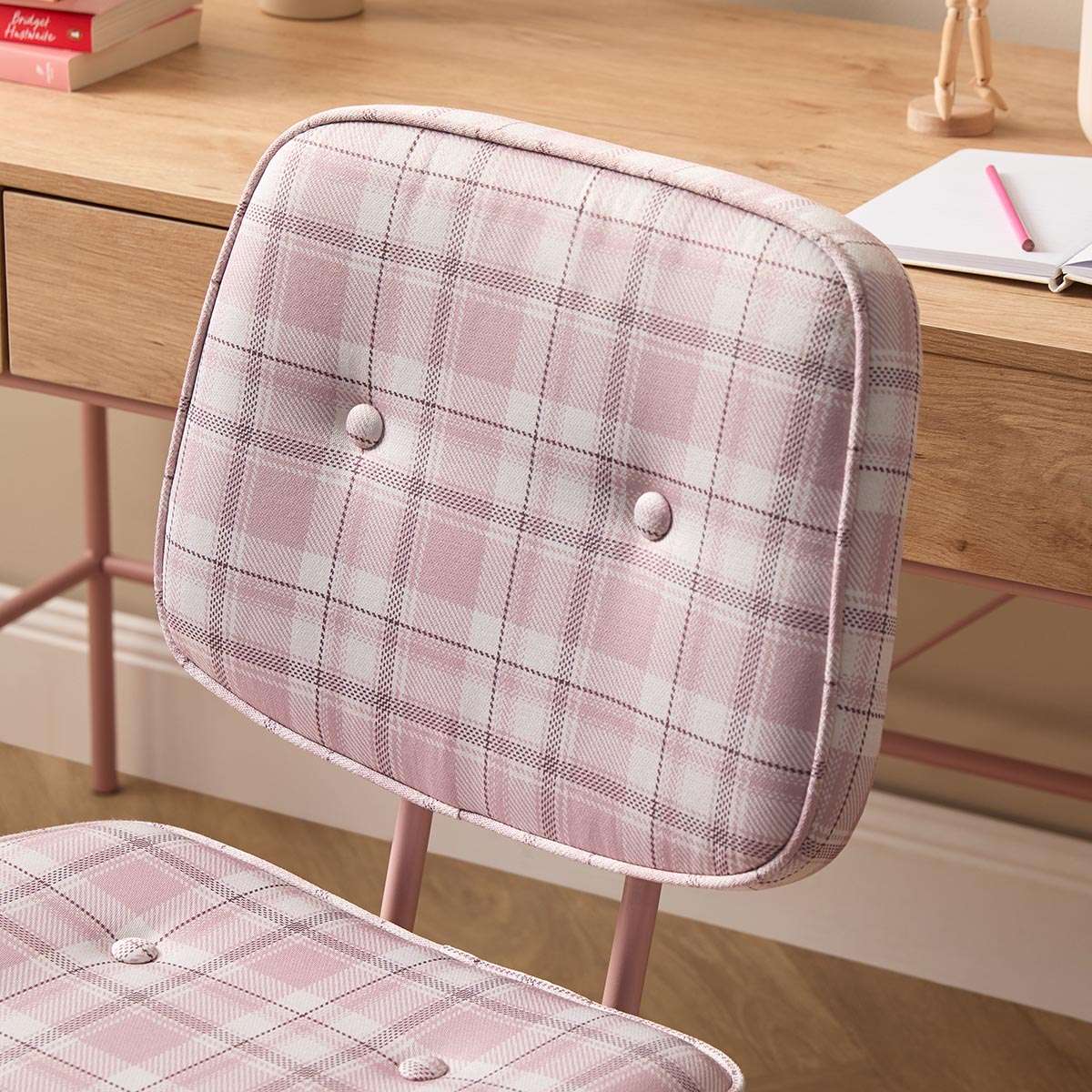 Milly Desk Chair - Pink Plaid
