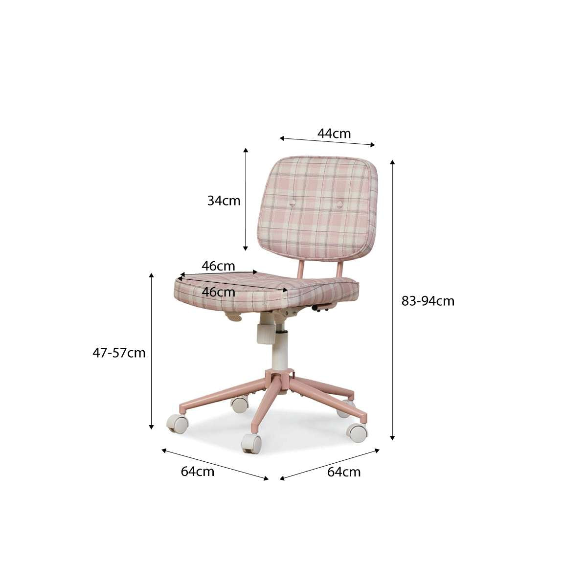 Milly Desk Chair - Pink Plaid