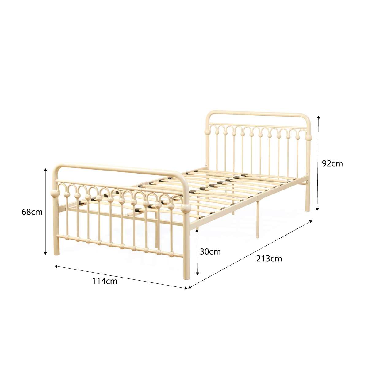 Classic Cottage Bed - King Single - Cream