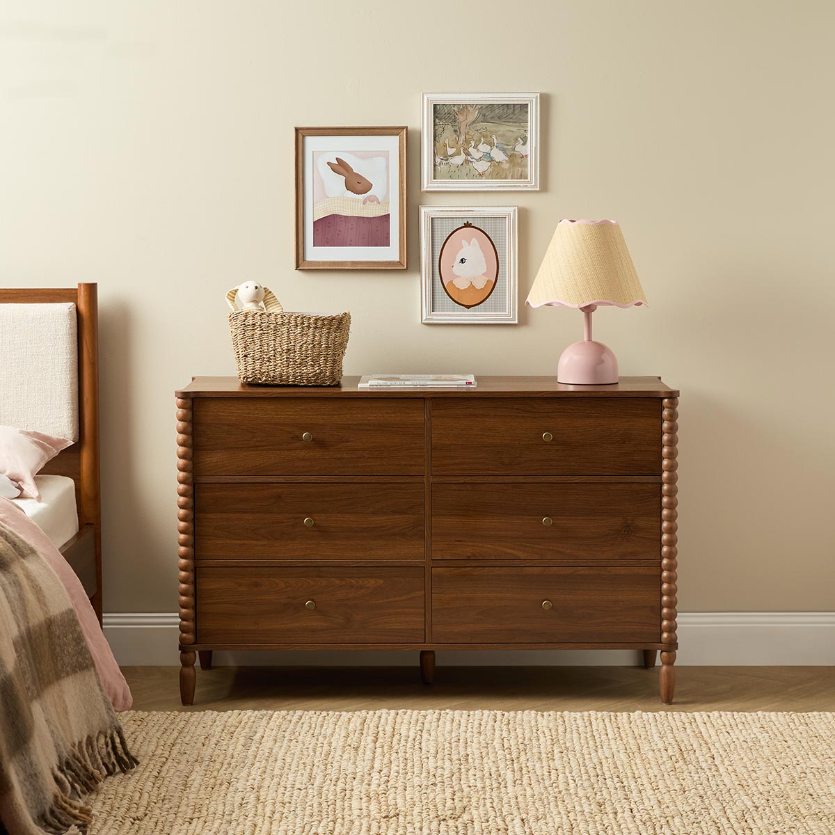 Betti Bobbin Six Drawer - Walnut