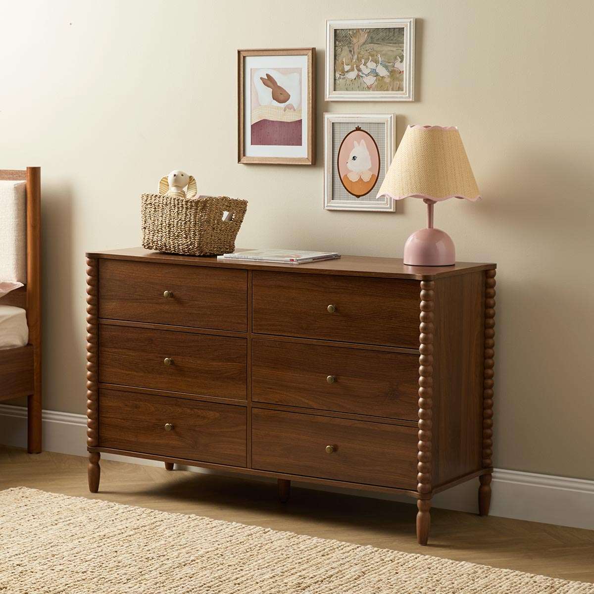 Betti Bobbin Six Drawer - Walnut
