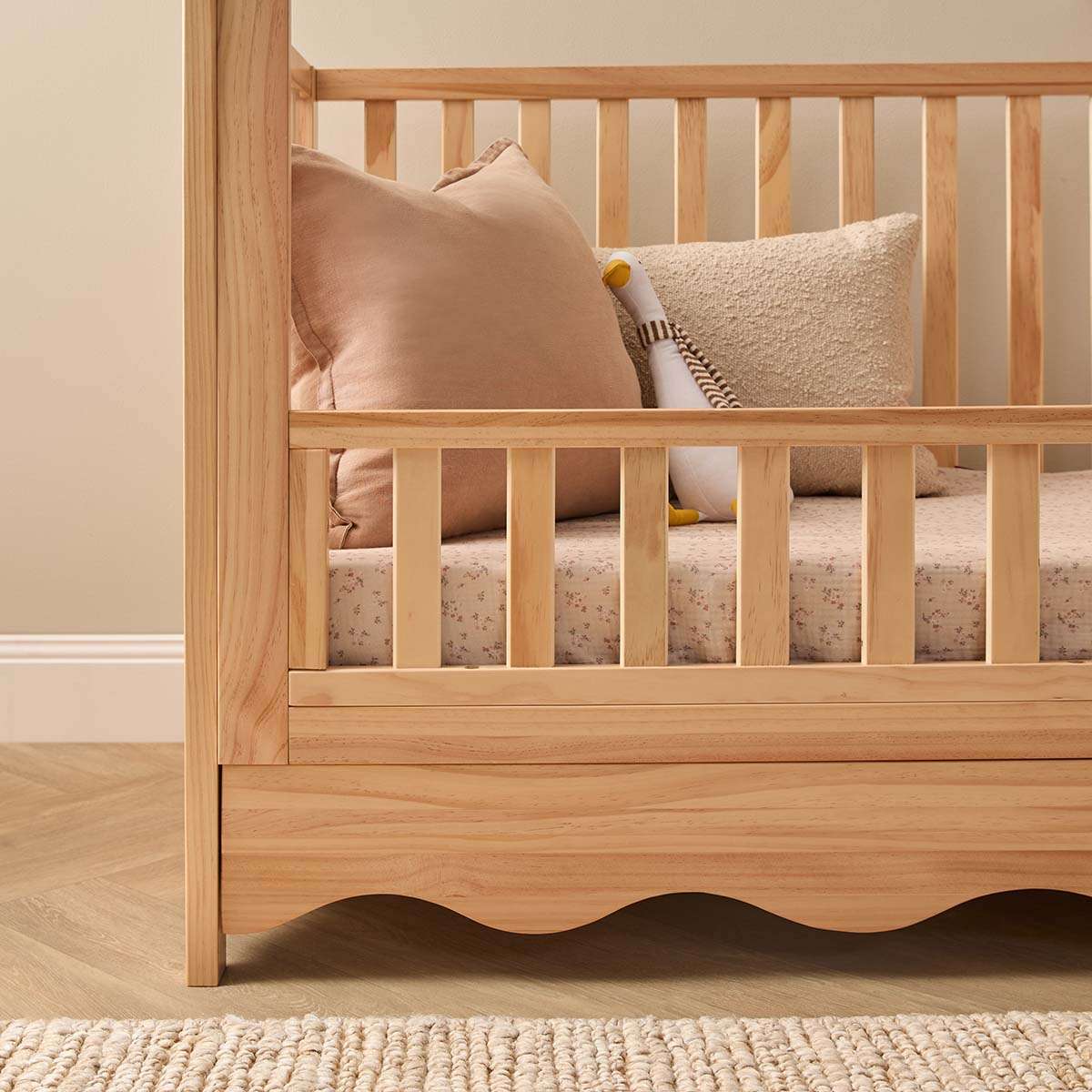 Malena Cot Toddler Bed Half Frame - Natural
